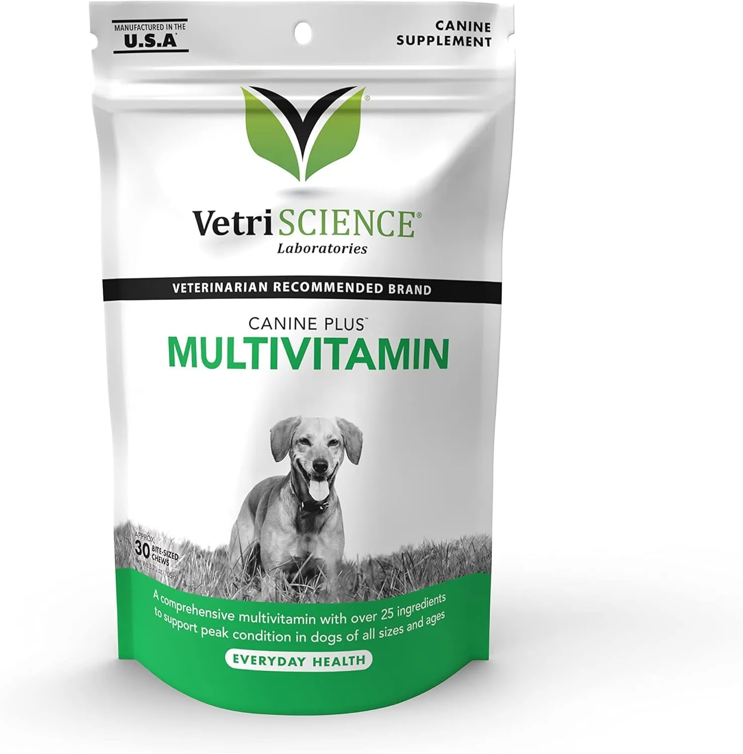 VETRISCIENCE Canine plus Multivitamin for Dogs - Vet Recommended Vitamin Supplement - Supports Mood, Skin, Coat, Liver Function,All Dogs,30 Chews
